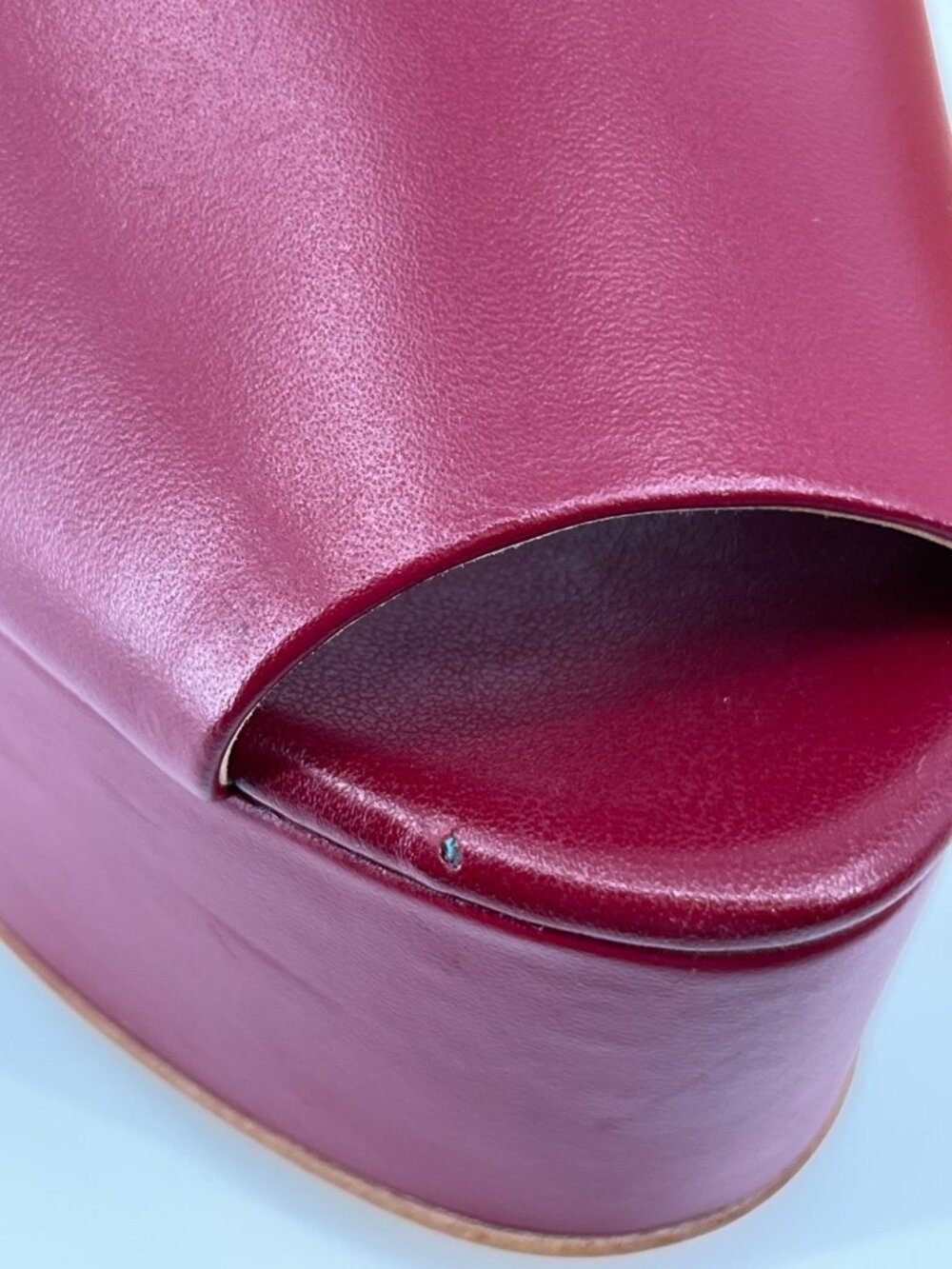 Michael Kors Maxine Platform Sandals Burgundy Sz 7 Leather Open Toe Ankle Strap - Picture 12 of 15